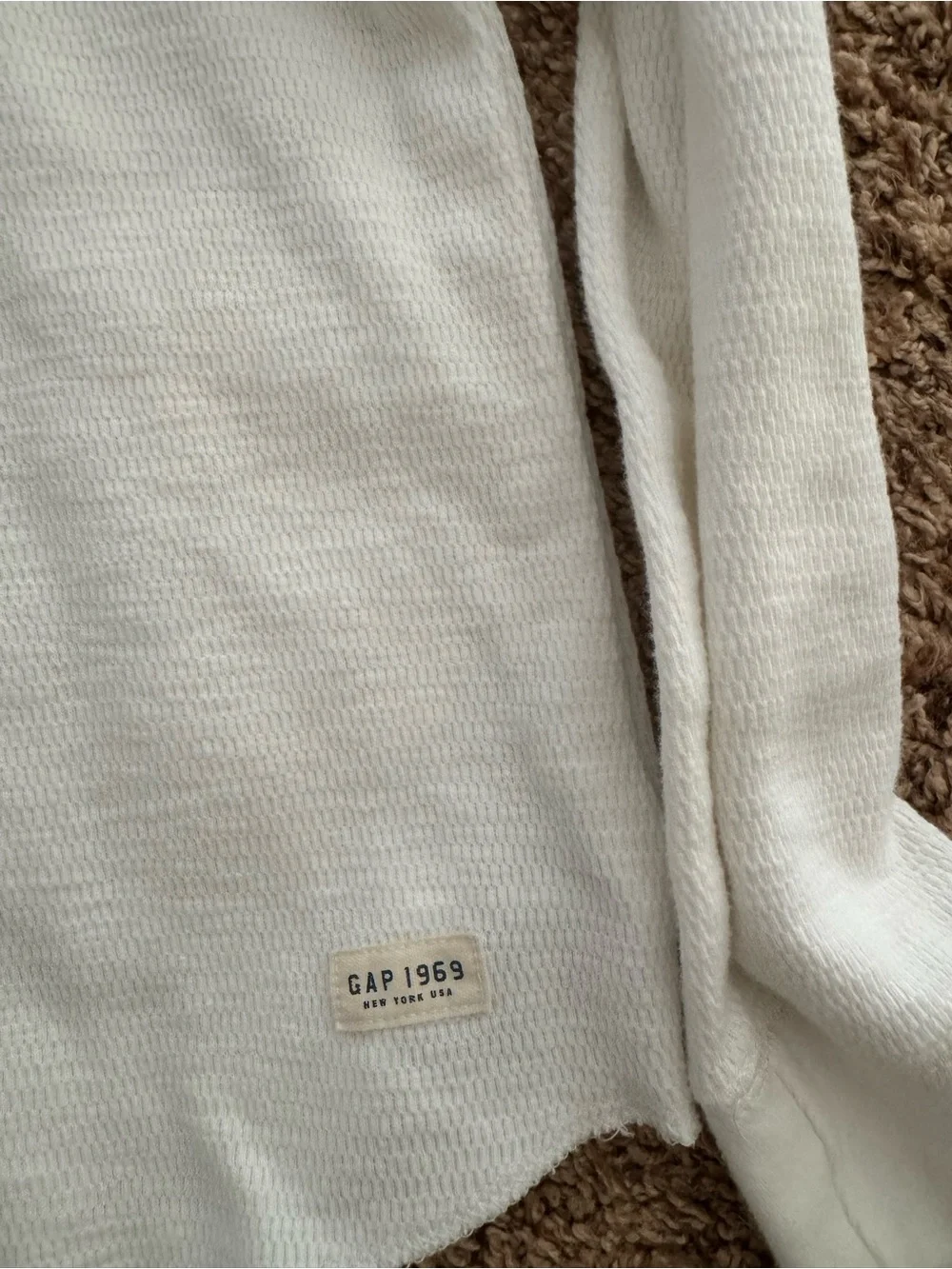 GAP Kids White Waffle Knit Long Sleeve Top